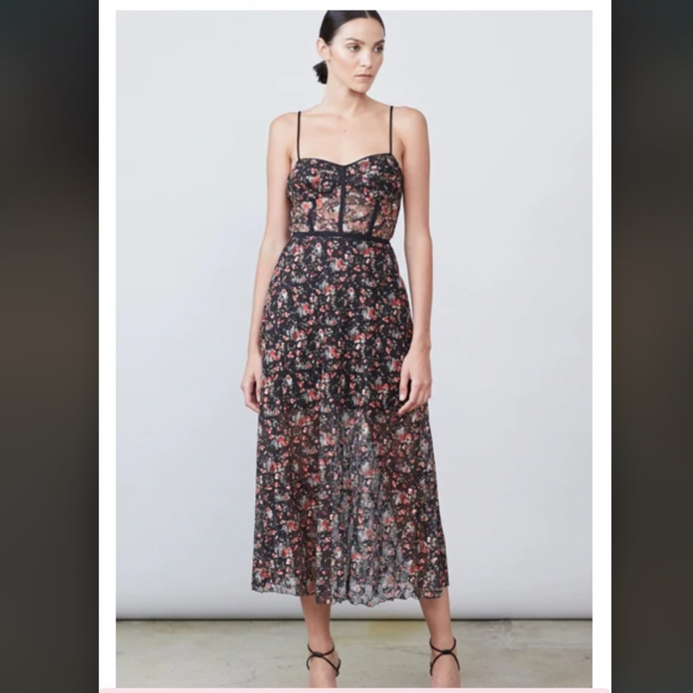 NWT Allen Schwartz Black w red Floral Sexy party dress